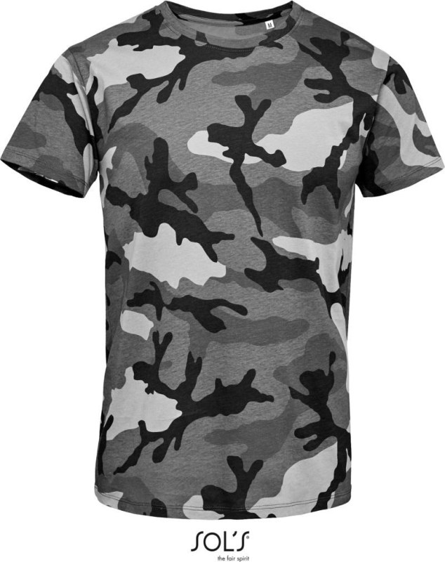 SOL´S Camo Men Pánské maskáčové tričko 25.1188 grey camo