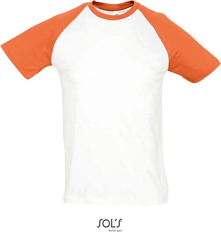 SOL´S Funky Pánské 2-barevné raglánové tričko 25.1190 white/orange