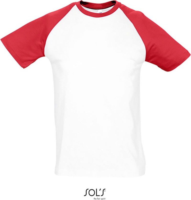 SOL´S Funky Pánské 2-barevné raglánové tričko 25.1190 white/red