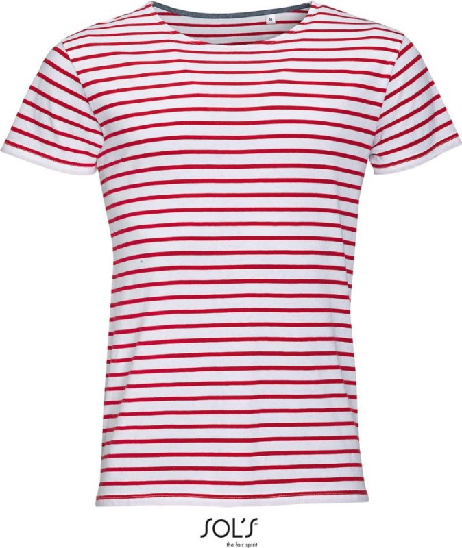 SOL´S Miles Men Pánské pruhované tričko 25.1398 white/red