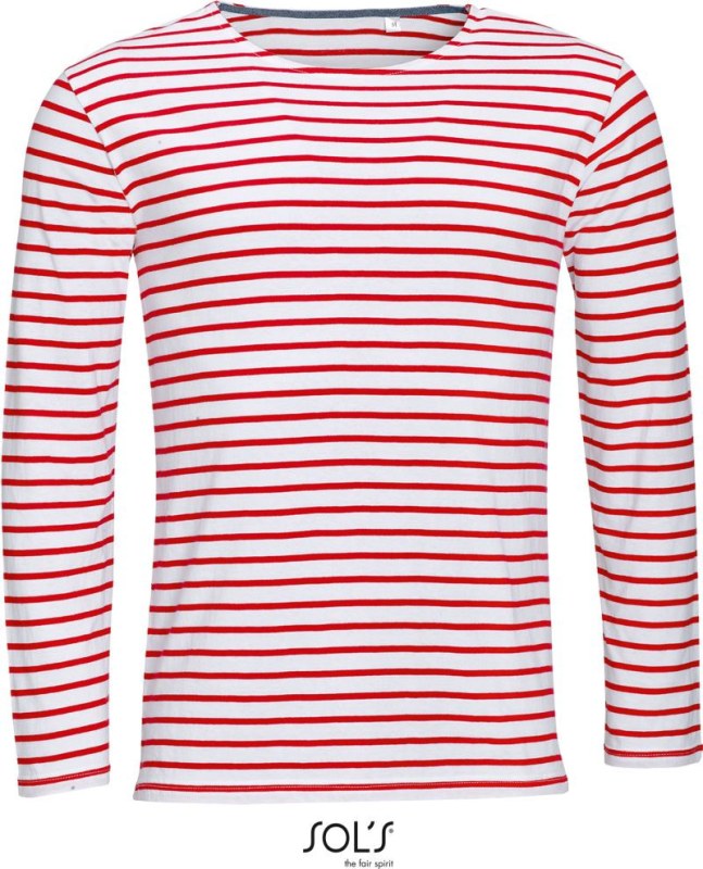 SOL´S Marine Men Pánské pruhované tričko s dlouhým rukávem 25.1402 white/red