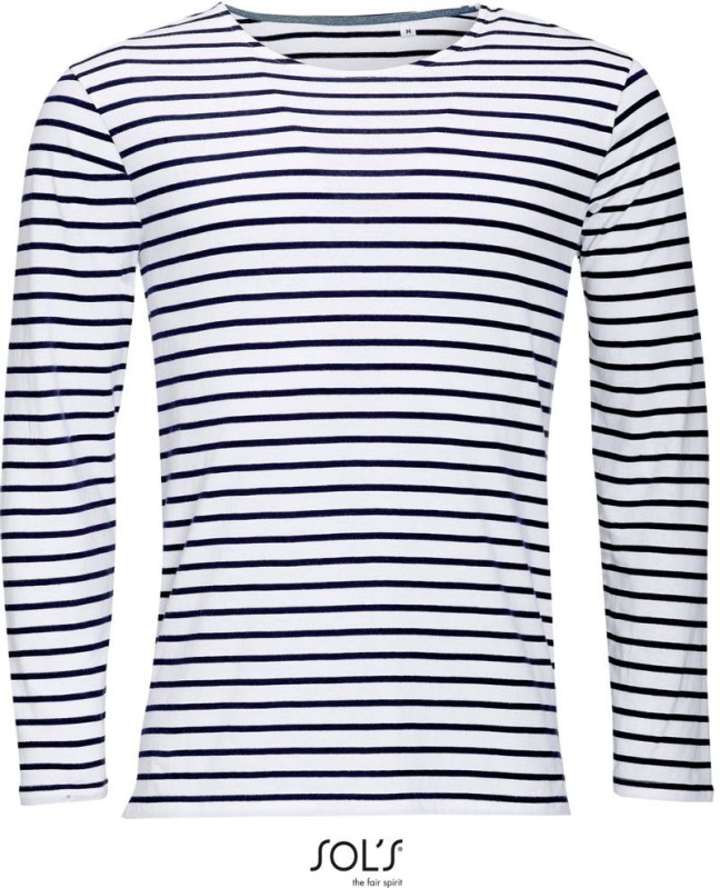 SOL´S Marine Men Pánské pruhované tričko s dlouhým rukávem 25.1402 white/navy