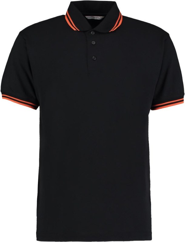Kustom Kit KK 409 Pánské kontrastní piqué polo 43.0409 black/bright orange - Pánské oblečení trička