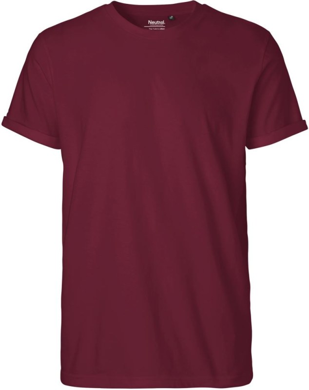Neutral O 60012 Pánské bio tričko s ohrnutými rukávy 77.6012 bordeaux