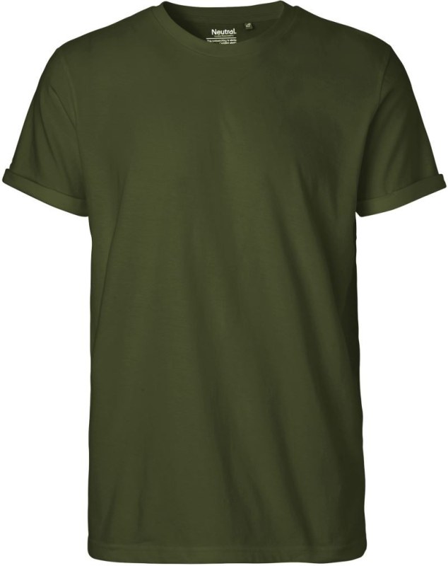 Neutral O 60012 Pánské bio tričko s ohrnutými rukávy 77.6012 military