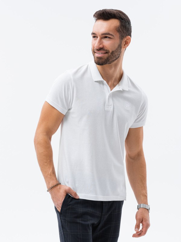 Ombre Polo trička S1374 White - Pánské oblečení trička