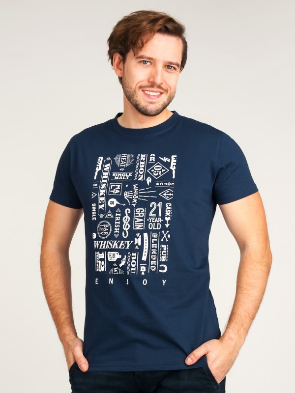 Yoclub Bavlněné tričko PKK-0109F-A110 Navy Blue - Pánské oblečení trička