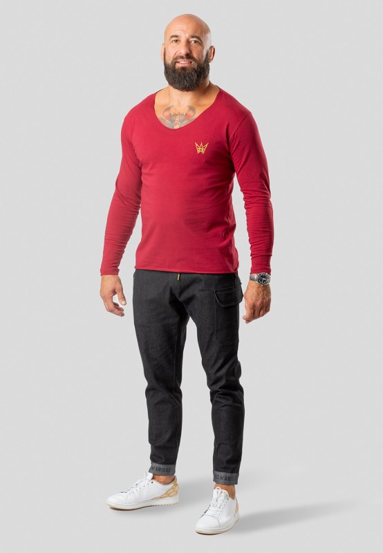 TRES AMIGOS WEAR dlouhý rukáv D016-KLD2 Claret - Pánské oblečení trička