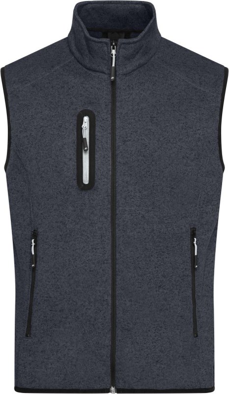 Daiber JN 774 Pánská pletená fleecová vesta se stojáčkem 02.0774 dark grey melange/silver