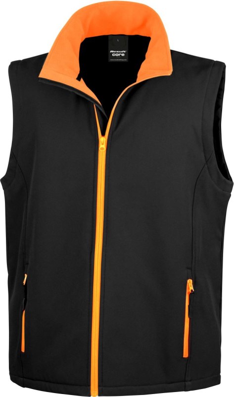 Result R 232M Pánská 2-vrstvá softshell vesta "Printable" 30.232M black/orange - Pánské oblečení vesty