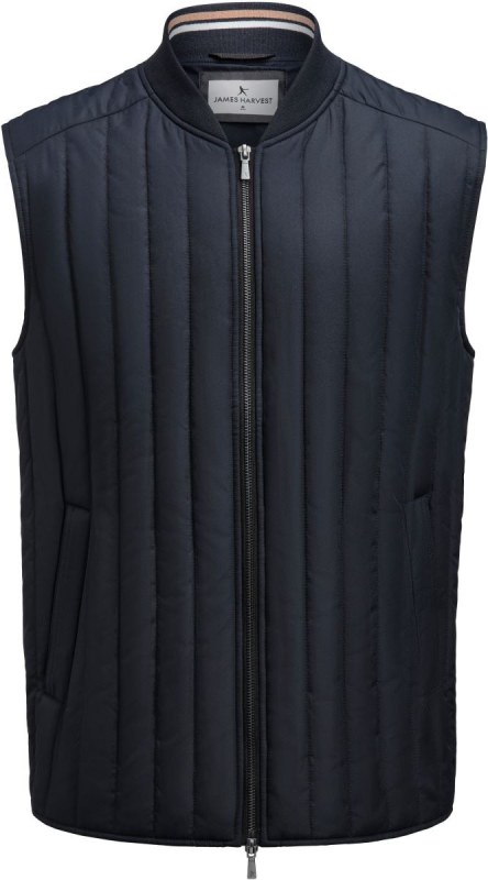 James Harvest Scarsdale Vest Men Pánská prošívaná vesta 62.1052 black - Pánské oblečení vesty