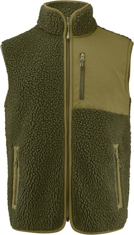 James Harvest Kingsley Fleece Vest Men Pánská fleecová vesta Sherpa "Two-Tone" 62.1501 moss green - Pánské oblečení vesty