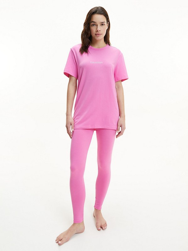 Dámský vrchní pyžamový díl QS6756E - TO3 - Hollywood růžová - Calvin Klein - Dámská pyžama