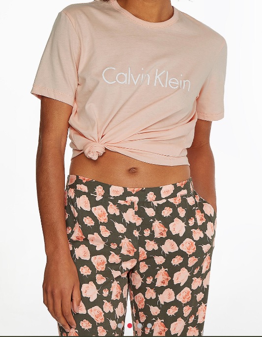 Dámské pyžamové tričko - QS6105E FAL - meruňková - Calvin Klein - Dámská pyžama