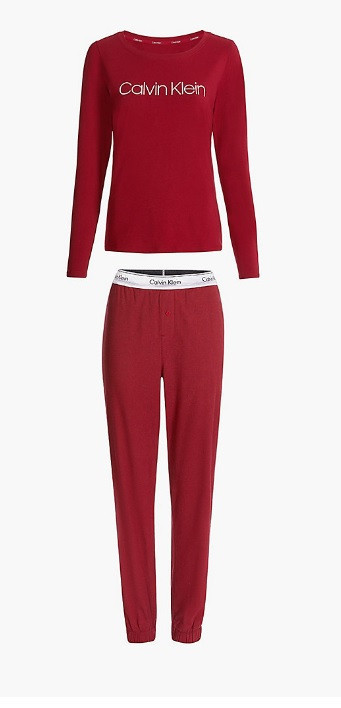Dámské pyžamo QS6579E TX4 vínová - Calvin Klein - Dámská pyžama