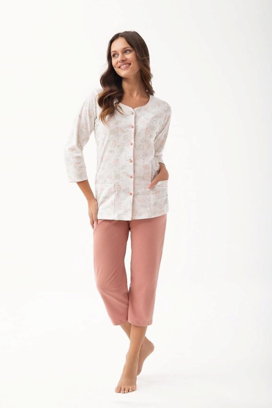 Pyžamo Luna 668 3/4 M-2XL L24 dámské rozepínací Pyžamo Luna 668 3/4 M-2XL L24 dámské rozepínací - Dámská pyžama