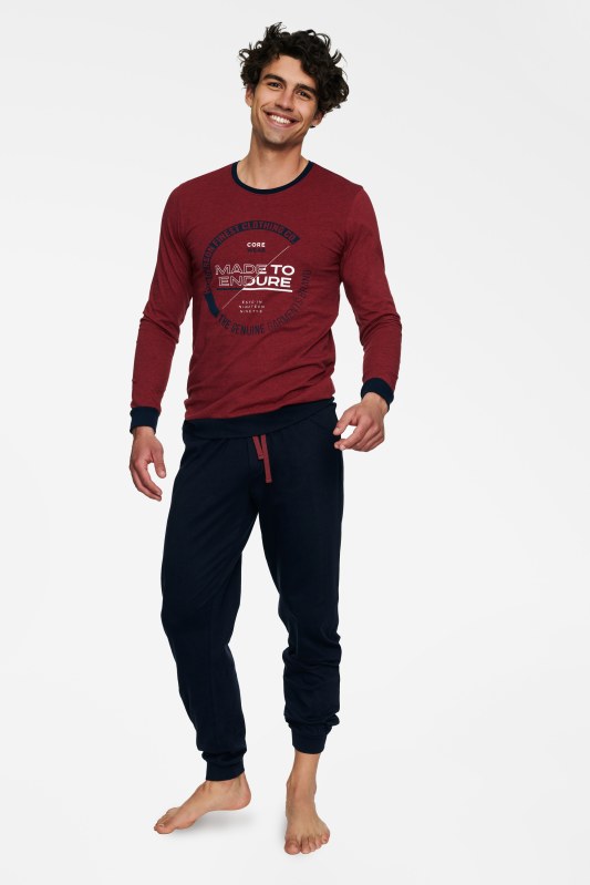 Pyžamo Bolt 40033-33X Červená melange-černá - Henderson - Dámská pyžama