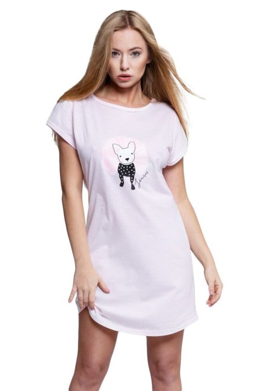 Noční košilka Mila růžová se psem - Dámská pyžama košilky