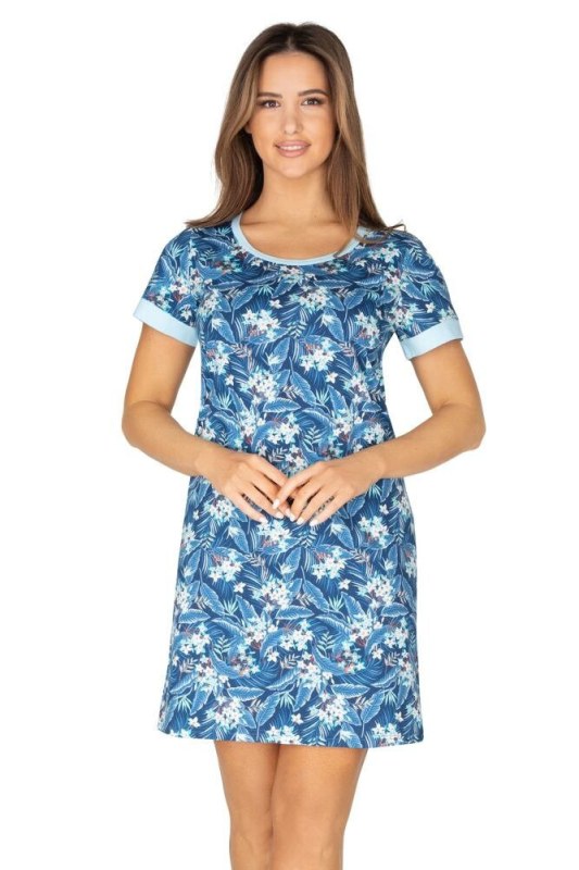 Dámská košilka Misty modrá s květy - Dámská pyžama košilky
