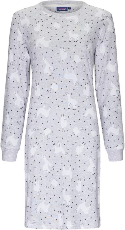 Dámská noční košile 11232-416-2 šedá vzor lama - Rebelle - Dámská pyžama noční košile