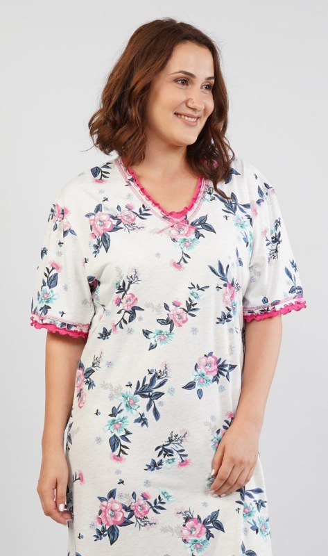 Dámská noční košile s krátkým rukávem Rose - Dámská pyžama noční košile