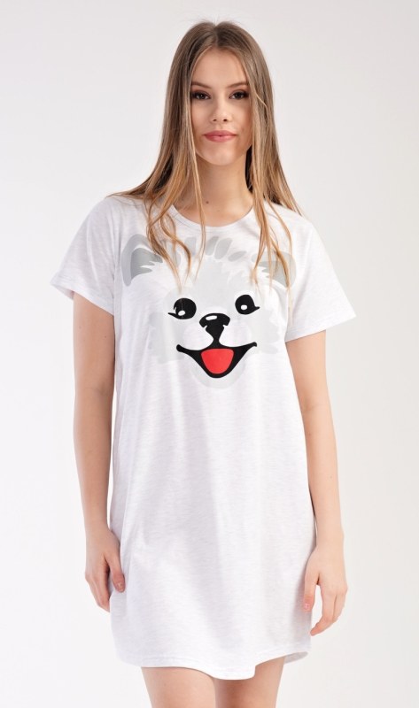 Dámská noční košile s&nbsp;krátkým rukávem Štěně - Dámská pyžama noční košile