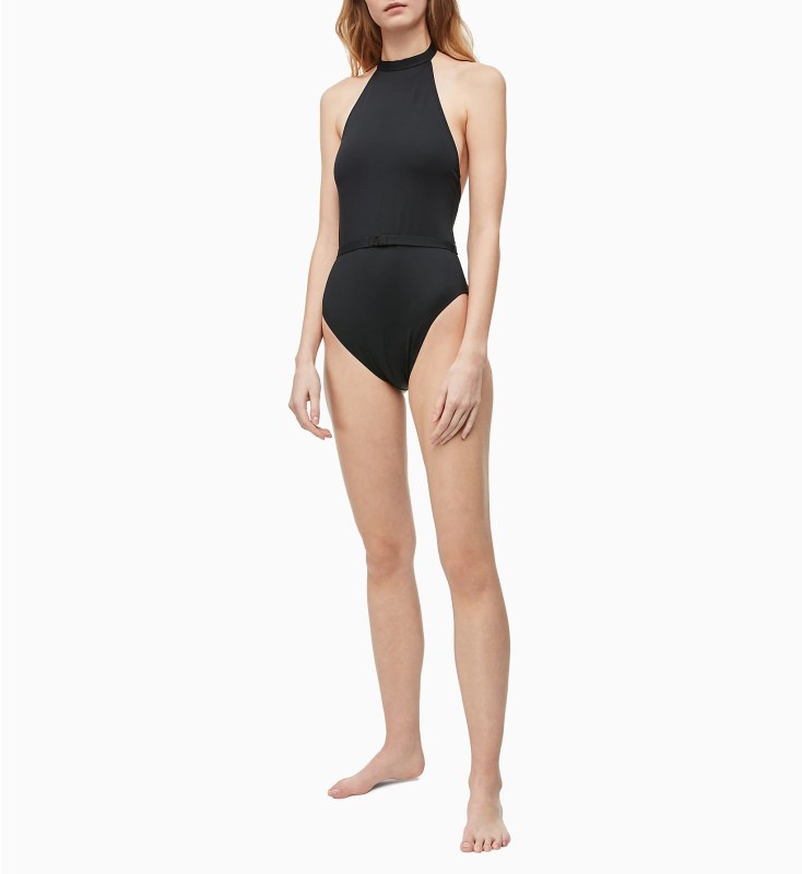 Jednodílné plavky KW0KW00807-BEH černá - Calvin Klein - Dámské plavky