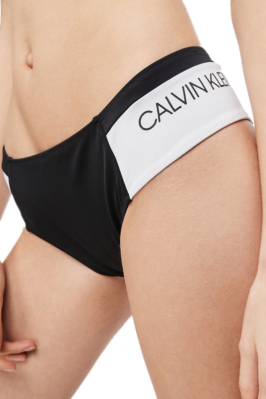 Spodní díl plavek KW0KW00841-BEH černobílá - Calvin Klein - Dámské plavky