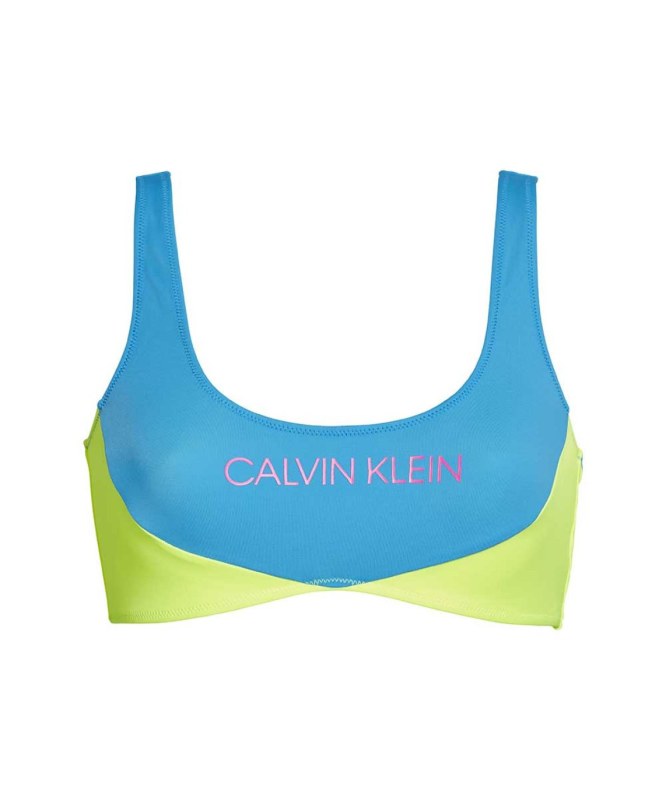 Vrchní díl plavek KW0KW00898-CEU modrožlutá - Calvin Klein - Dámské plavky