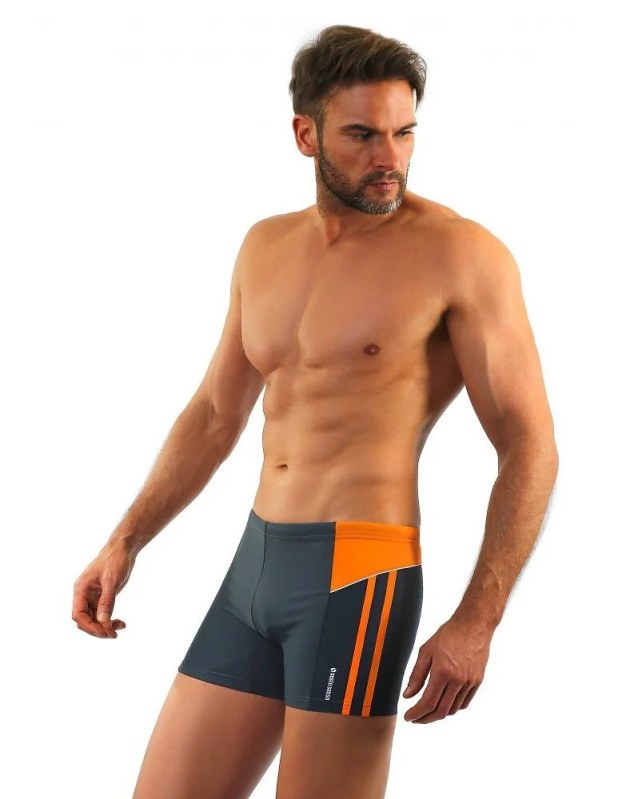 Plavecké boxerky 384 šedo-oranžové - Sesto Senso