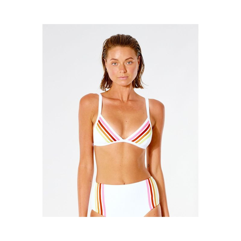 GORA-BIKINI RIP CURL Wave Shapers Stripe Banded Tri - bílý - Dámské plavky