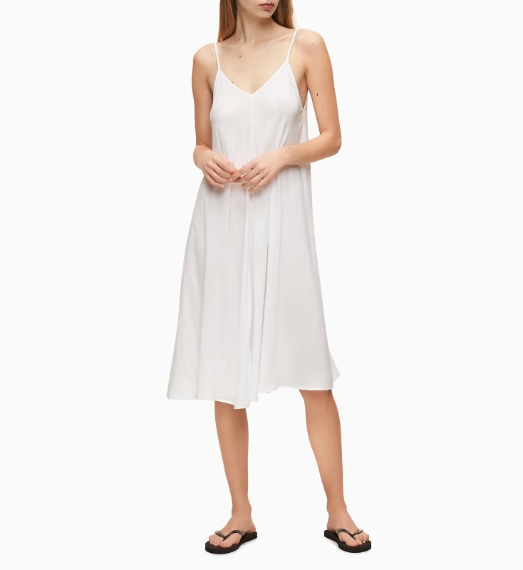 Plážové šaty KW0KW01071-YCD bílá - Calvin Klein - Dámské plavky plážové oblečení a doplňky