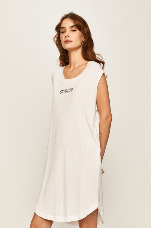 Plážové šaty KW0KW01008-YCD bílá - Calvin Klein - Dámské plavky plážové oblečení a doplňky