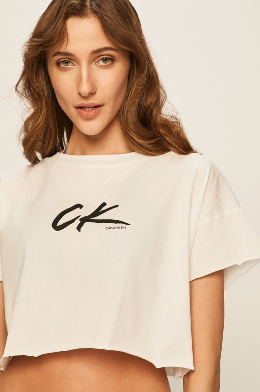 Plážový top KW0KW01006-YCD bílá - Calvin Klein - Dámské plavky plážové oblečení a doplňky