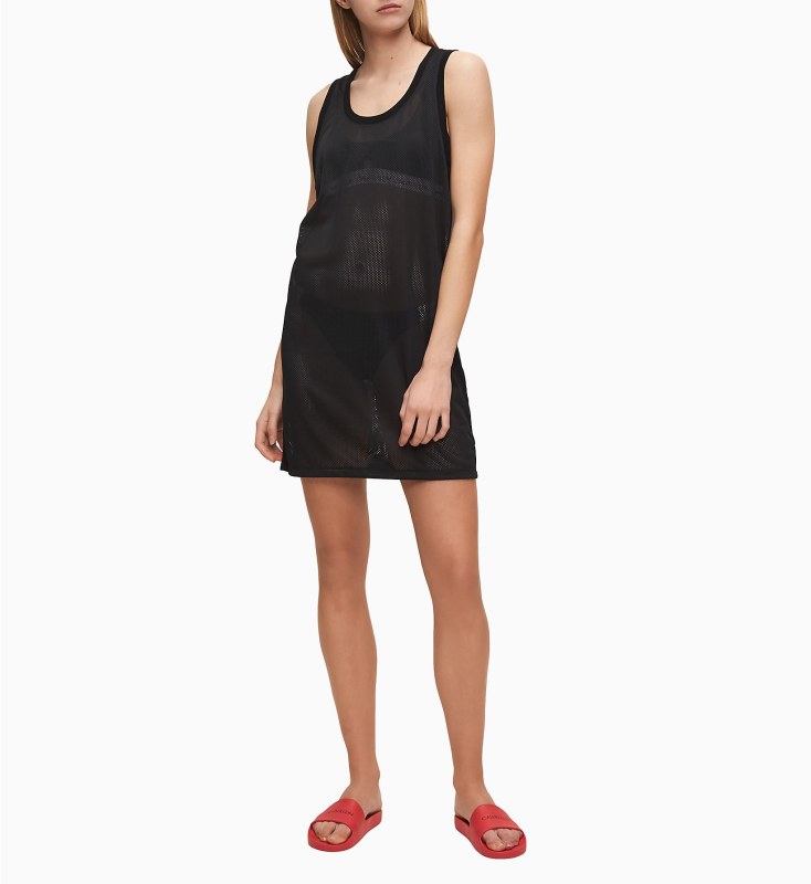 Plážové šaty KW0KW01001-BEH černá - Calvin Klein - Dámské plavky plážové oblečení a doplňky