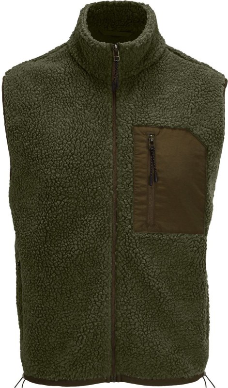 SOL´S Fury Bodywarmer Fleecová vesta Sherpa 25.4041 army/dark army - Dámské spodní prádlo body