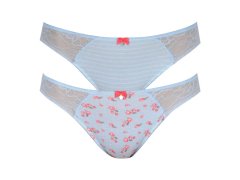 Dámské kalhotky 2PACK L-1119 BI Světle modrá vzor - Lama
