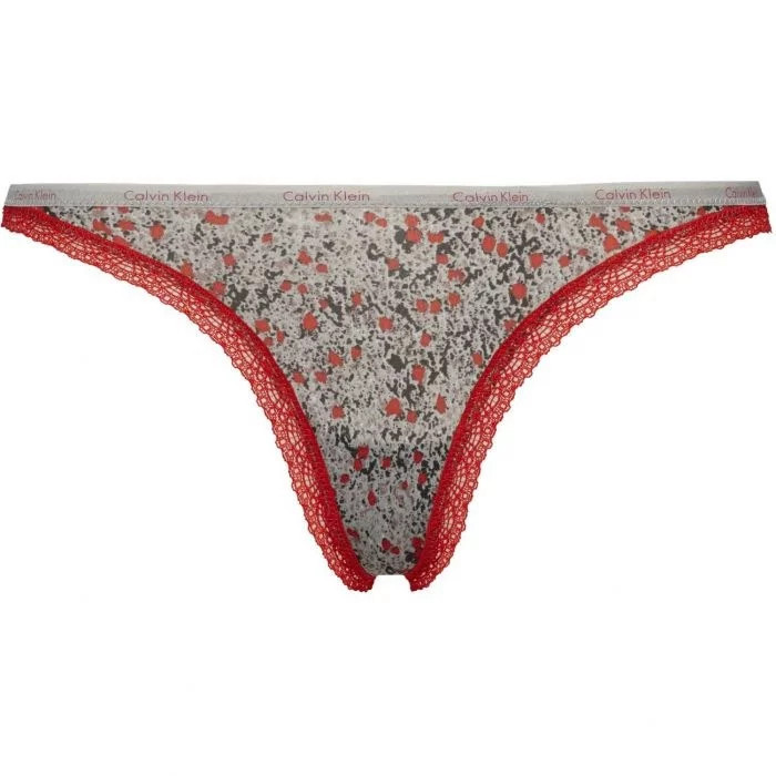 Kalhotky D3447E-DTZ šedočervená - Calvin Klein - Dámské spodní prádlo kalhotky a&nbsp;tanga
