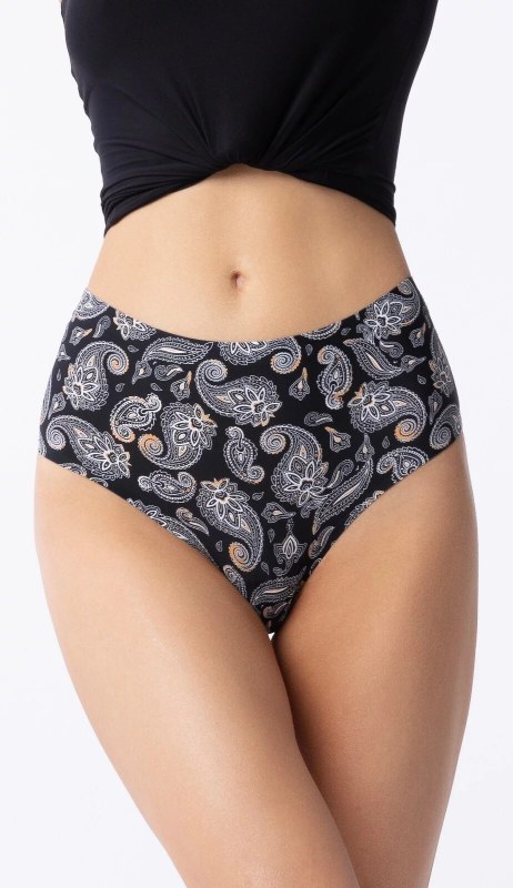 Dámské kalhotky Paisley Simple Maxi černé se vzorem - Julimex