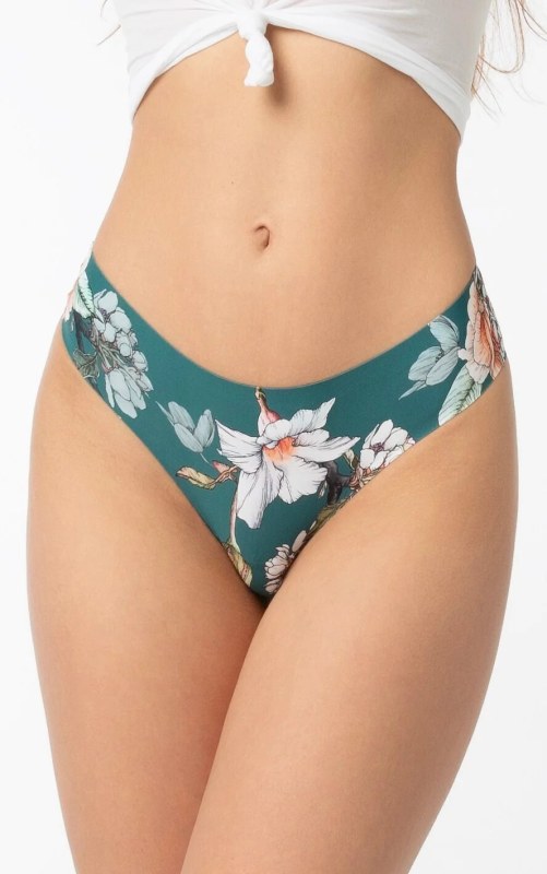 Dámské kalhotky Tea Rose Simple Brasil zelené se vzorem - Julimex