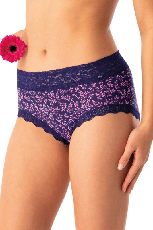 Dámské kalhotky 2PACK LPC 547 Tmavě modrá / Růžová vzor - Key - Dámské spodní prádlo kalhotky a&nbsp;tanga