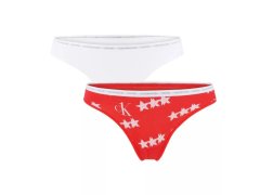 Dámské tanga 2pack QD3788E - W5H - Červená, bílá - Calvin Klein