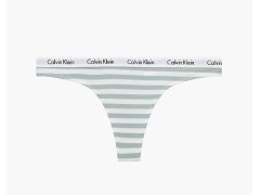 Dámská tanga D1617E 5XD bílá/zelená - Calvin Klein