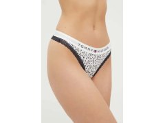Dámská tanga UW0UW04809 02X bílé s potiskem - Tommy Hilfiger
