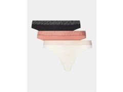 Dámská tanga 3Pack UW0UW05185 0VT ecru/černé/růžové - Tommy Hilfiger