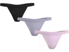 Dámská tanga 3Pack UW0UW05017 0V9 černé/fialové/sv. růžové - Tommy Hilfiger