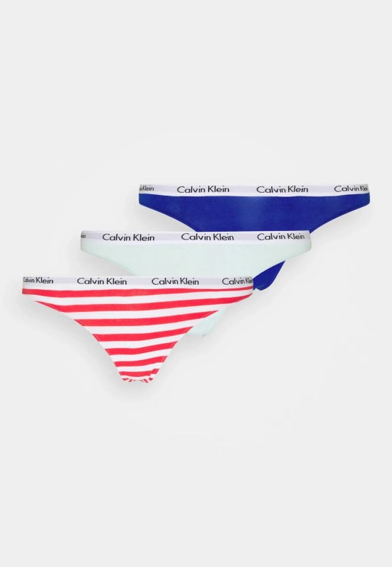 Tanga 3pcs QD3587E W5N mix barev - Calvin Klein