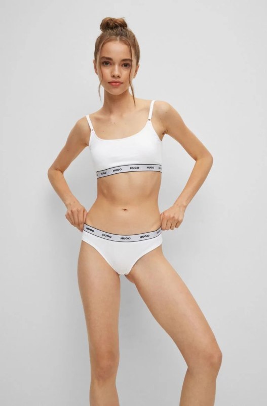 Dámská tanga Triplet Thong Stripe 3 pack 50469681 bílá - Hugo Boss - Dámské spodní prádlo kalhotky a&nbsp;tanga tanga