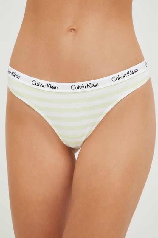 Dámská tanga D1617E 5XE bílá/žlutá - Calvin Klein - Dámské spodní prádlo kalhotky a&nbsp;tanga tanga