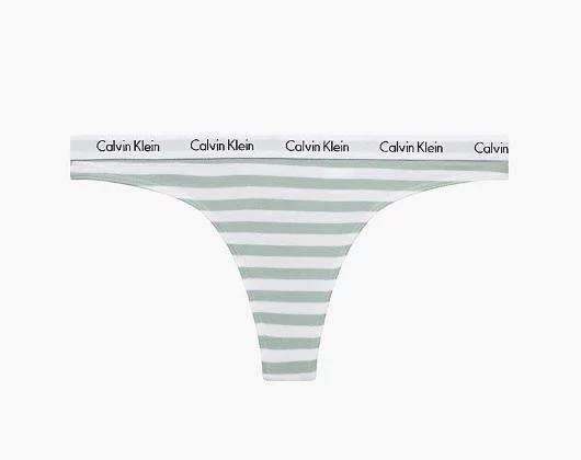 Dámská tanga D1617E 5XD bílá/zelená - Calvin Klein